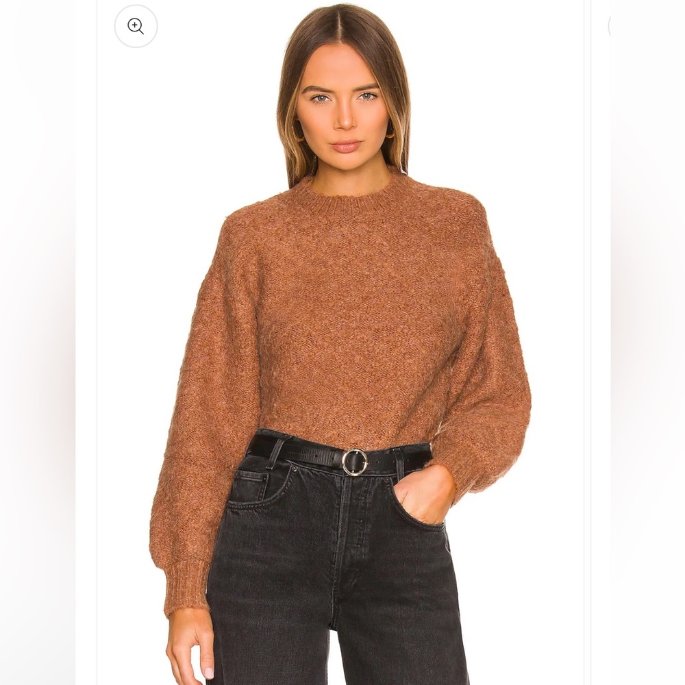 tularosa rumi rich brown chunky knit crew neck ribbed trim sweater size small